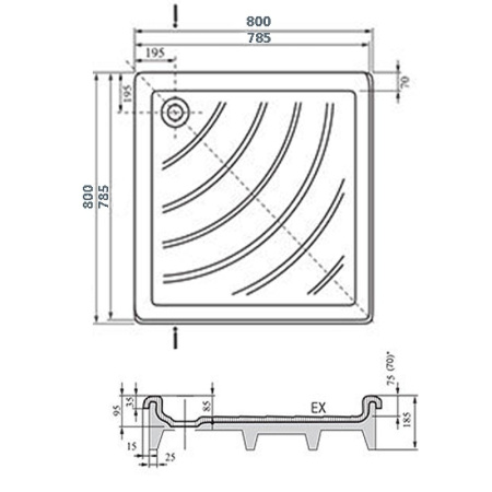 Душевой поддон Ravak Angela EX 80х80 см A004401320