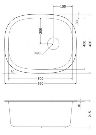 Кухонная мойка (56х46) EMAR EMQ-1560.P Морион