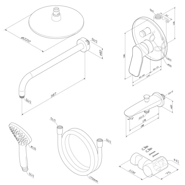 Душевой комплект Am.Pm X-Joy FB85A10000 Душевой комплект Am.Pm X-Joy FB85A10000