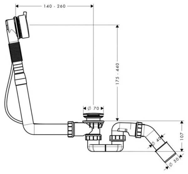Слив-перелив для ванны удлиненный Kaldewei Comfort-Level KA 4002 687772340999