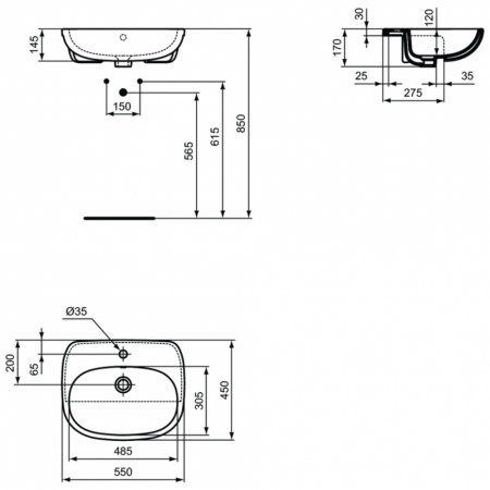 Раковина полувстраиваемая Ideal Standard TESI T010001