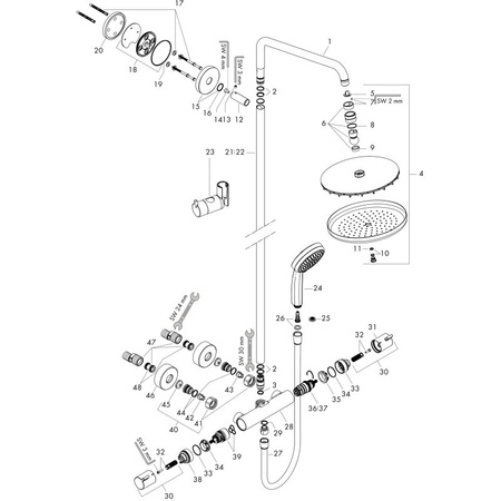 Душевая система с термостатом Hansgrohe Croma 220 Showerpipe 27185000 хром