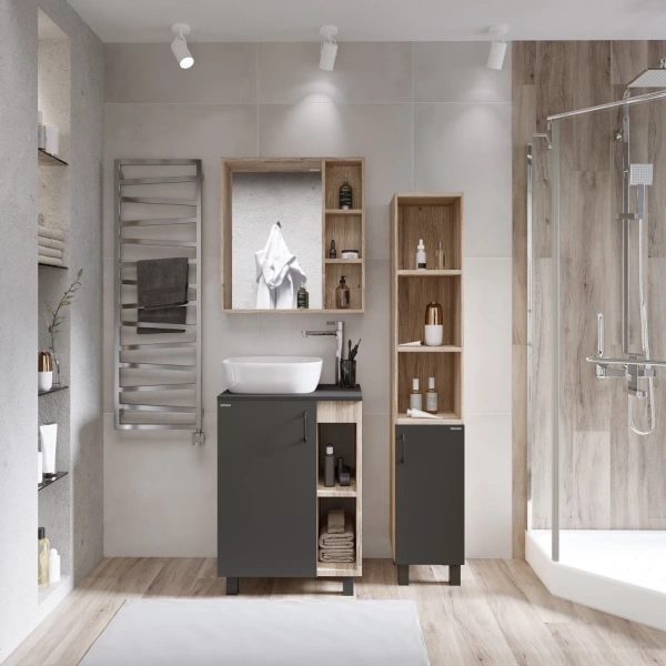 Тумба напольная Grossman ФЛАЙ-60 106002  см дуб сонома/серая