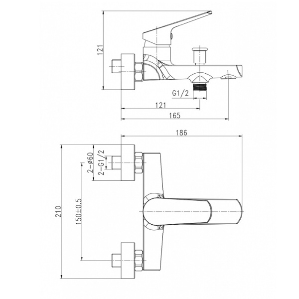 Смеситель для ванны Cersanit FLAVIS 63035