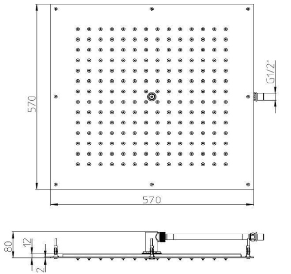 Верхний потолочный душ Bossini Dream H38862.030 хром