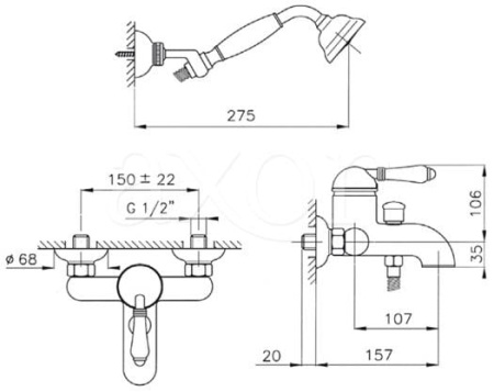 Смеситель для ванны NICOLAZZI Classico 3401DB76