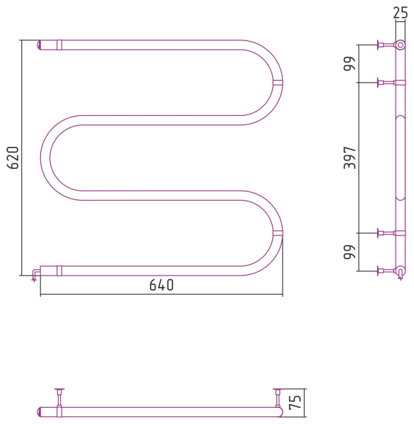 Полотенцесушитель Стилье №03 (600х600) 00503-6060