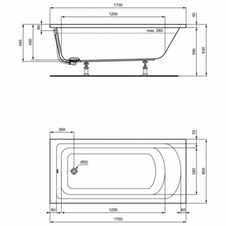 Ванна акриловая (170х80) Ideal Standard HOTLINE K274701