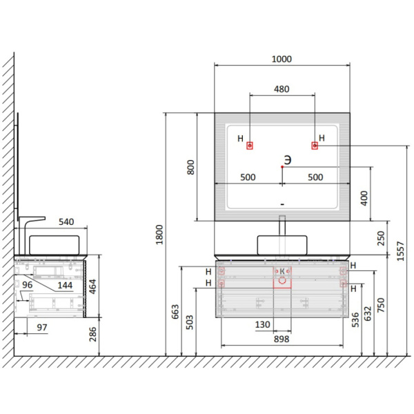 Тумба под раковину Jorno Karat 100  Kar.01.100/P/BuL