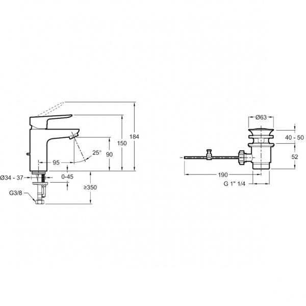 Смеситель для раковины Jacob Delafon Oscar E29842-CP Смеситель для раковины Jacob Delafon Oscar E29842-CP