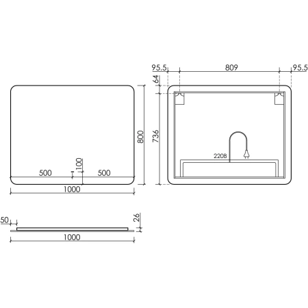 Зеркало с подсветкой (100х80) Sancos Ray RA1000