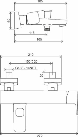 Смеситель для ванны Ravak 10° Free X070152