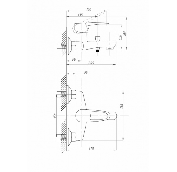 Смеситель для ванны с душем FAUZT FZs-840-126 тип См-ВОРНШлА