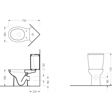 Унитаз напольный угловой с сиденьем микролифт Serel Friendly 6706