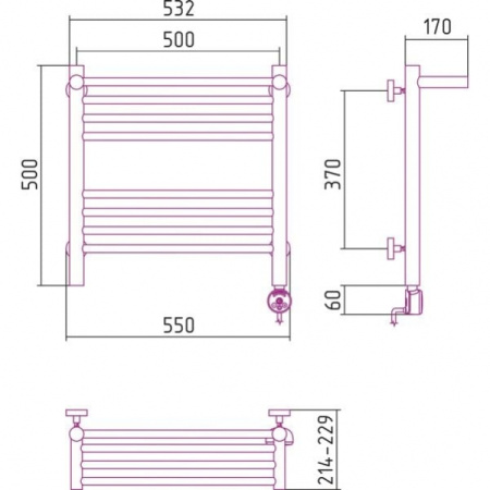 Полотенцесушитель электрический с полкой Сунержа Богема 00-0507-5050
