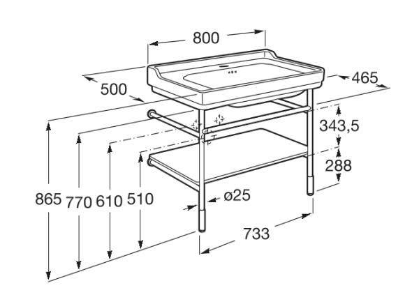 Тумба под раковину Roca (Раковина на каркасе из нержавеющей стали 851372425)