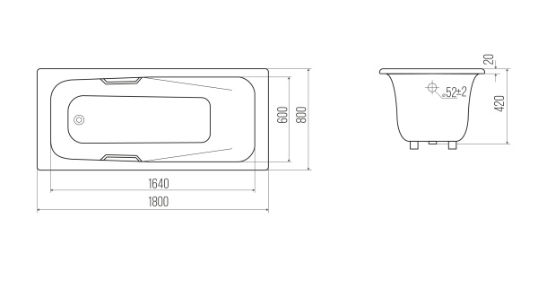 Чугунная ванна Goldman Saga (180x80) SG18080