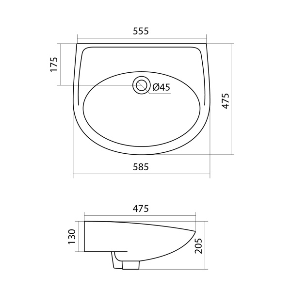 Раковина подвесная (58,5х47,5) Santek Бореаль 60 1WH110481