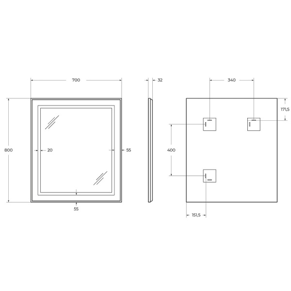 Зеркало (70х80) BelBagno Kraft SPC-KRAFT-700-800-SENS-AL с подсветкой