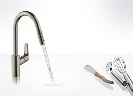 Смеситель для кухни с выдвижным изливом Hansgrohe Focus M41 31815800 нержавеющая сталь