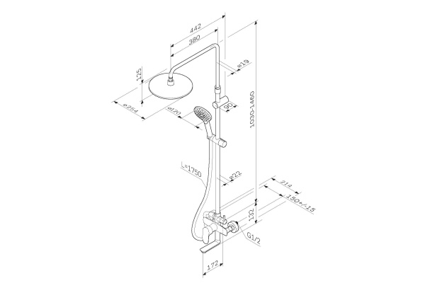 Душевая система с изливом Am.Pm Like F0780964