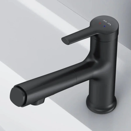 Смеситель для раковины с вытяжным изливом Am.Pm X-Joy F85B02922 черный матовый
