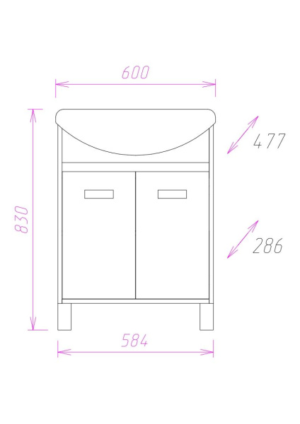 Тумба под раковину напольная Onika Гамма 60 106080
