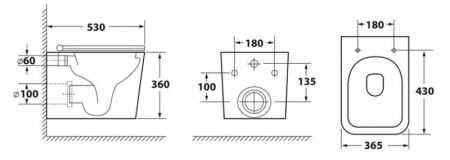 Унитаз подвесной безободковый OWL 1975 Vatter Ruta-H с сиденьем DP микролифт OWLT190401