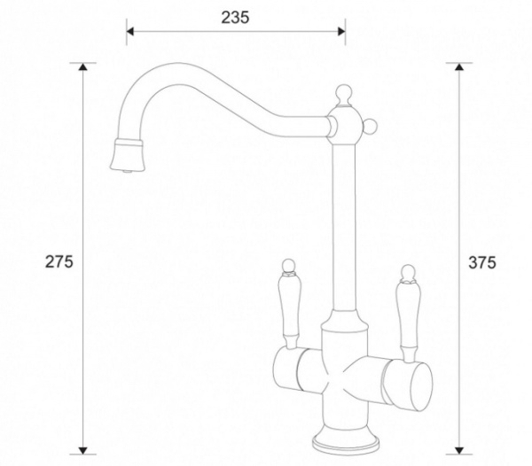 Смеситель для кухни под фильтр, бронза Zorg ZR 344 YF BR