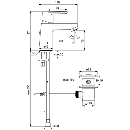 Смеситель для раковины Ideal Standard Vito B0406AA