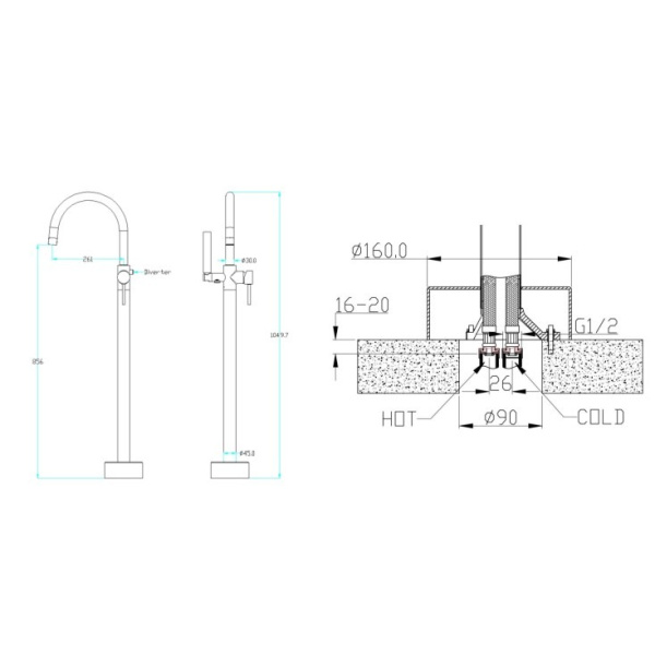 Смеситель для ванны Boheme Uno 469-SGM