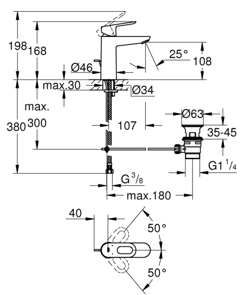 Смеситель для раковины Grohe BauLoop 23762 000 (23762000) хром
