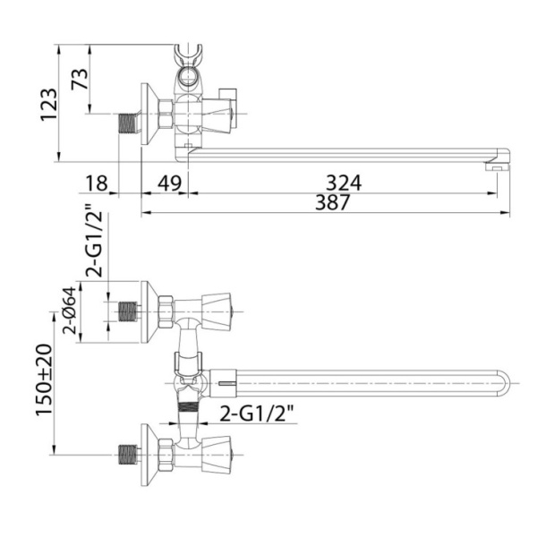 Смеситель для ванны с длинным изливом Milardo Tring (TRISBL2M10)