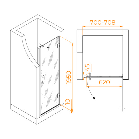 Душевая дверь 70 см RGW Hotel HO-011 350601107-11 прозрачное