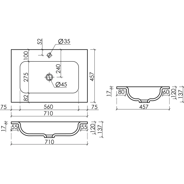 Раковина накладная (71х45,7) Ceramica Nova Grace CN7031