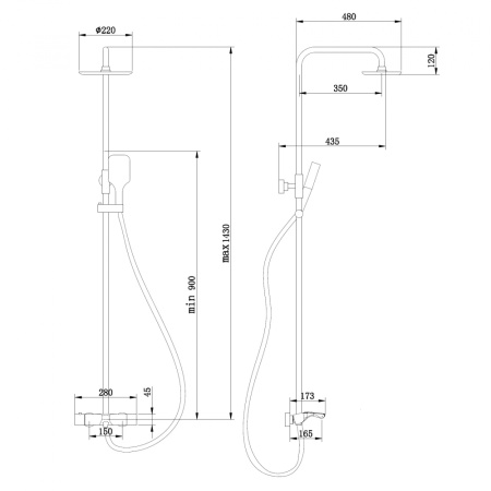 Душевая стойка ABBER Thermostat AF8516GL с термостатом и изливом, золото матовое