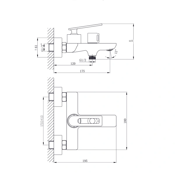 Смеситель для ванны с коротким изливом RUSH Palm PL2530-44