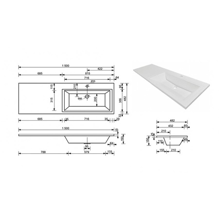 Раковина Style Line Даллас 150х48 СС-00002301 правая