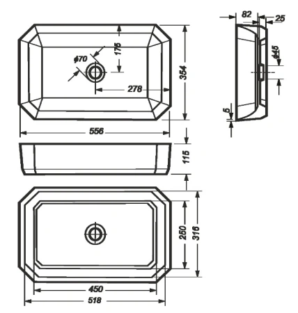 Раковина Sanita Luxe Line (55х25) LINSLWB01
