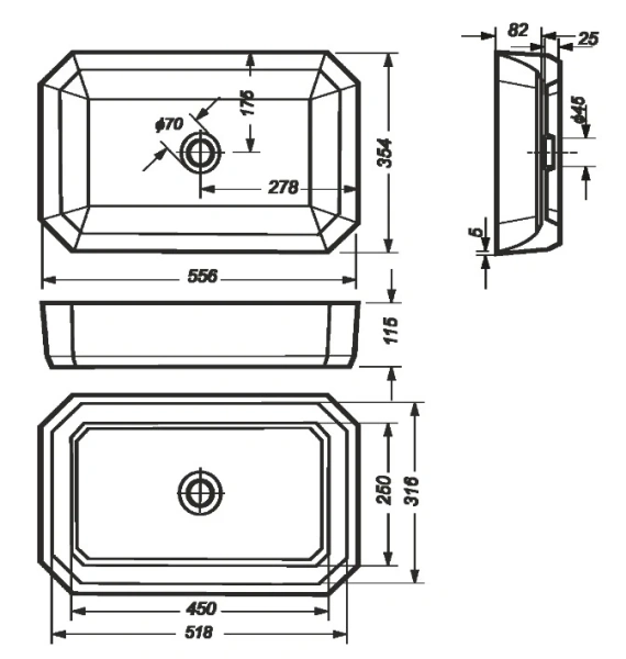 Раковина Sanita Luxe Line (55х25) LINSLWB01