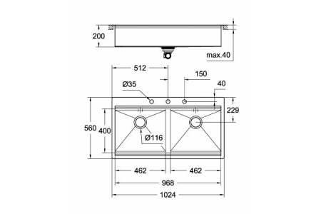 Мойка из нержавеющей стали 2 чаши без корзинчатого вентиля GROHE K800 31585SD1 Мойка из нержавеющей стали 2 чаши без корзинчатого вентиля GROHE K800 31585SD1