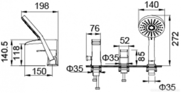 Смеситель для ванны Timo Helmi 4010/00Y-16 chrome/white