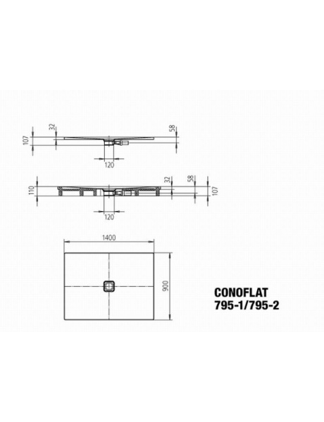 Стальной душевой поддон Kaldewei Conoflat (140x90) 466500010001