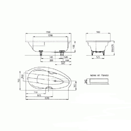 Ванна угловая правая (170Х90) KALDEWEI STUDIO STAR 222348040001