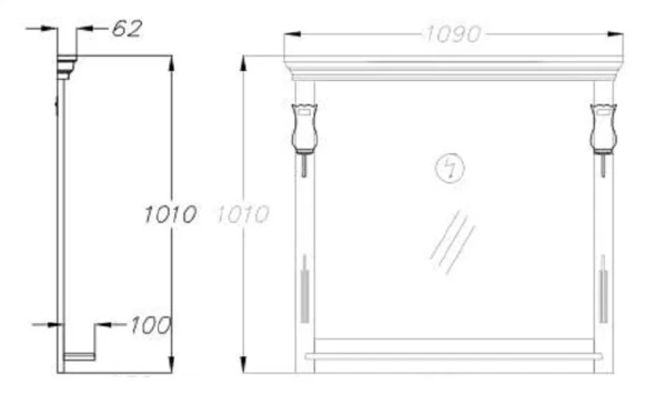 Зеркало Opadiris Риспекто 100 00-00007048  белый матовый, с выключателем