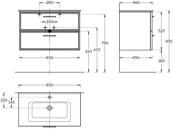 Тумба под раковину Kerama Marazzi Piano Classic 85 PIA.CL.85\WHT.M