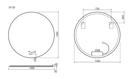 Зеркало с подсветкой  Sancos  Sfera (120х120) SF1200