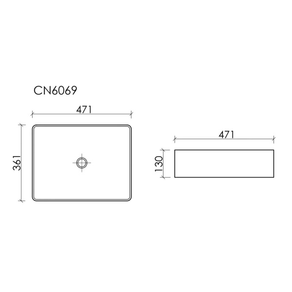 Раковина накладная (47,1х36,1) Ceramica Nova Element CN6069MB