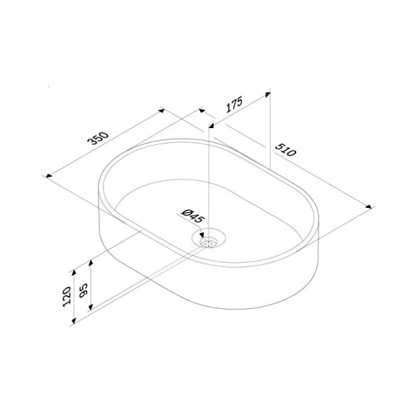 Раковина накладная (51х35) Am.Pm Func M8FWCC20500WG белый
