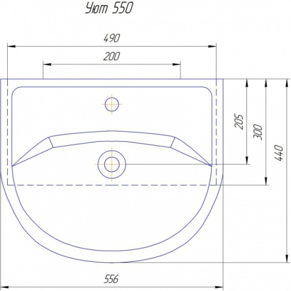 Раковина полувстраиваемая (55х45) Style Line Уют55 ЛС-00000135